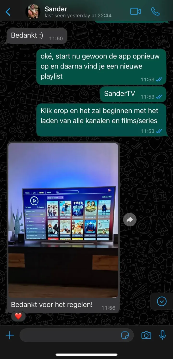 WhatsApp support chat: Playlist geladen