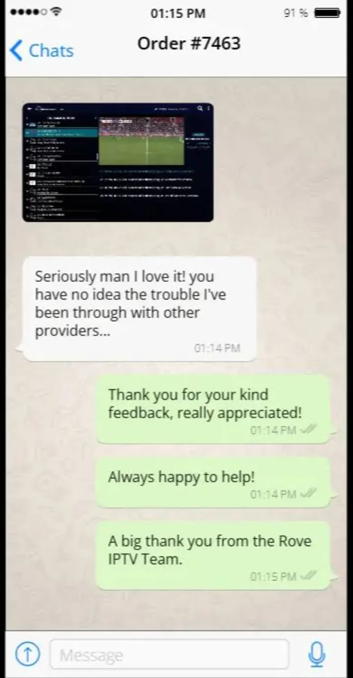 WhatsApp support chat: Zufriedener Kunde