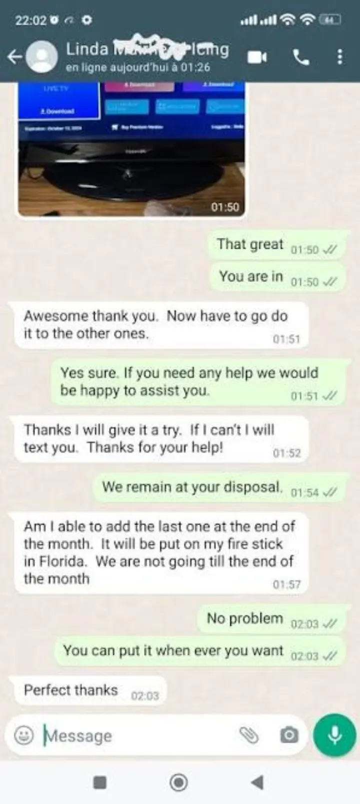 WhatsApp support chat: Fire Stick bereit