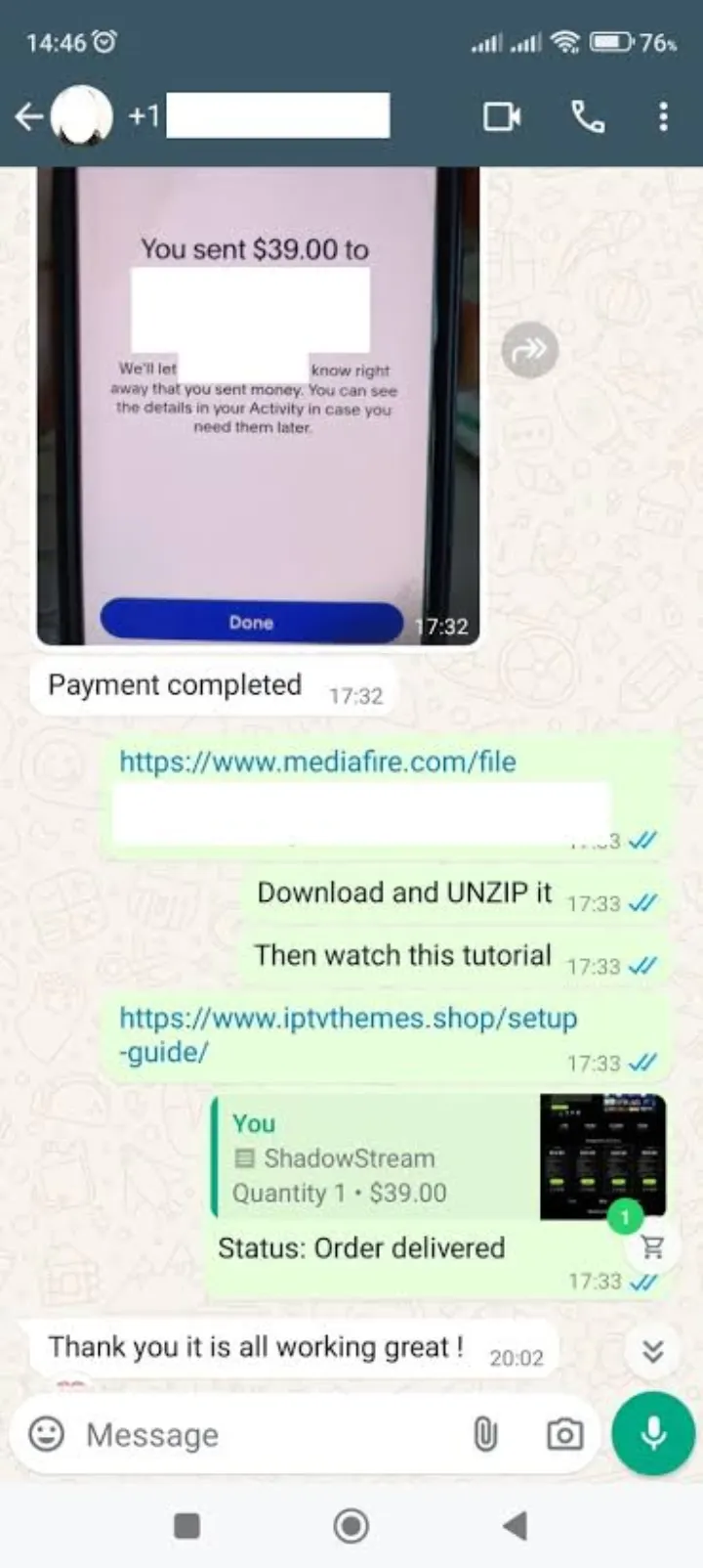 WhatsApp support chat: Bezahlt & aktiv